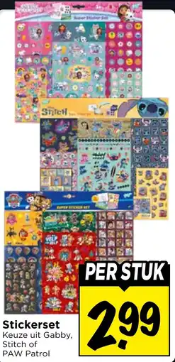 Vomar Voordeelmarkt Stickerset Keuze uit Gabby, Stitch of PAW Patrol aanbieding