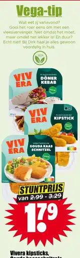 Dirk Vivera kipsticks, Gouda kaasschnitzels aanbieding