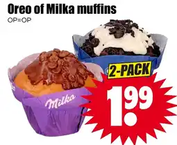 Dirk Oreo of Milka muffins aanbieding