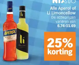Albert Heijn Alle Aperol of Li Limoncellow aanbieding