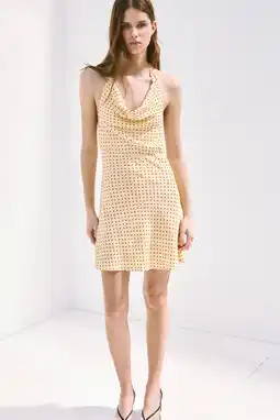 Wehkamp Mango halter mini jurk met stippen - geel aanbieding