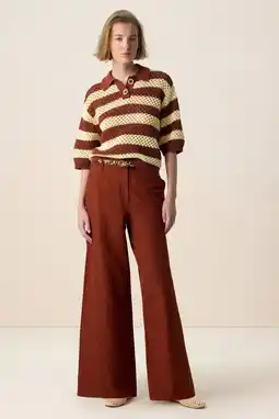 Wehkamp Sissy-Boy highwaist wide leg jeans donkerrood aanbieding