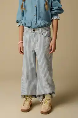 Wehkamp Sissy-Boy gestreepte wide leg jeans light blue denim aanbieding