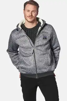 Wehkamp Jan Vanderstorm +FIT Collectie gemêleerd sweatvest MIKRIKSON Plus Size grijs aanbieding