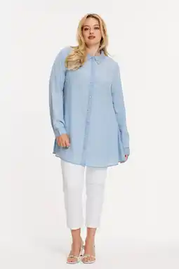 Wehkamp YOEK blouse light blue denim aanbieding
