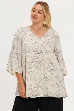 Wehkamp YOEK gebloemde tuniek beige aanbieding