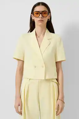 Wehkamp QS cropped blazer lichtgeel aanbieding