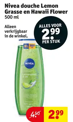 Kruidvat Nivea douche lemon grasse en hawaii flower aanbieding