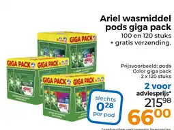 Trekpleister Ariel wasmiddel pods giga pack aanbieding