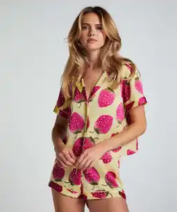 Hunkemoller Hunkemöller Pyjama short Satin Geel aanbieding