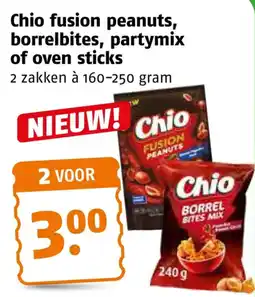 Poiesz Chio fusion peanuts, borrelbites, partymix of oven sticks aanbieding