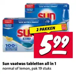 Nettorama Sun vaatwas tabletten all in 1 aanbieding