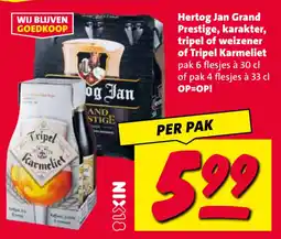 Nettorama Hertog Jan Grand Prestige, karakter, tripel of weizener of Tripel Karmeliet aanbieding