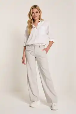 Wehkamp Para Mi wide leg highwaist casual broek lichtgrijs aanbieding