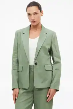 Wehkamp s.Oliver BLACK LABEL regular blazer met linnen lichtgroen aanbieding