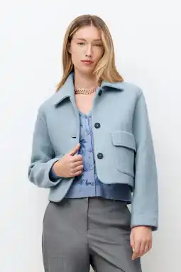 Wehkamp Caroll wollen jasje grijsblauw aanbieding