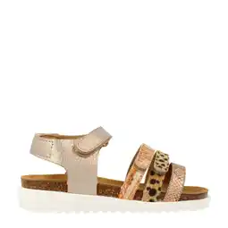 Wehkamp Develab leren sandalen goud/panter aanbieding