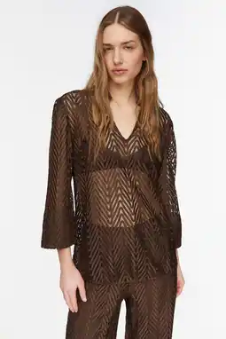 Wehkamp comma top donkerbruin aanbieding