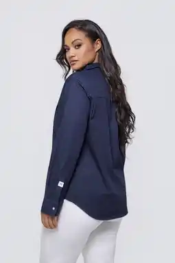Wehkamp Fox Factor denim blouse dark blue denim aanbieding
