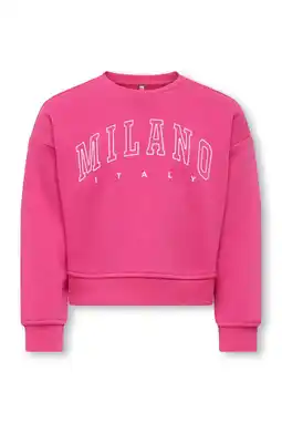 Wehkamp KIDS ONLY MINI rechtvallende sweater met tekst - roze aanbieding