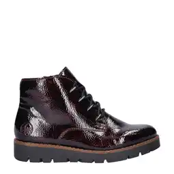 Wehkamp Rieker gevoerde lakleren veterboots donkerrood aanbieding