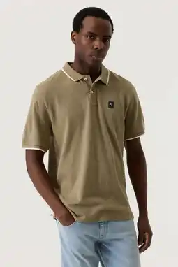 Wehkamp Garcia regular polo met textuur kaki aanbieding