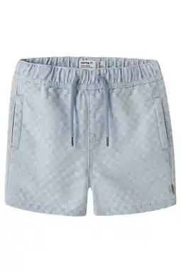 Wehkamp NAME IT MINI relaxed geruite casual short medium blue denim aanbieding