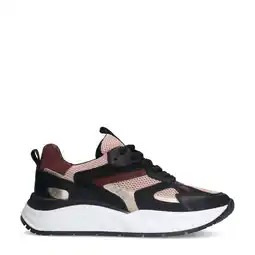Wehkamp Manfield chunky leren sneakers zwart/roze aanbieding