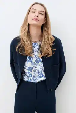 Wehkamp Caroll jasje met linnen marineblauw aanbieding