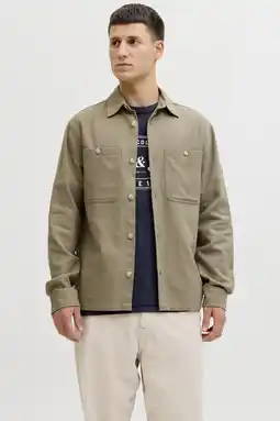 Wehkamp JACK & JONES PREMIUM regular casual overhemd met linnen groen aanbieding
