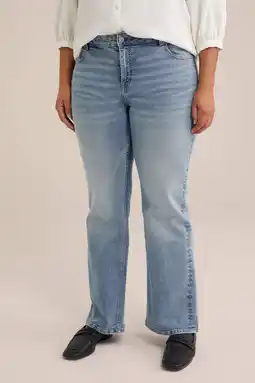 Wehkamp WE Fashion Curve straight leg jeans light blue denim aanbieding