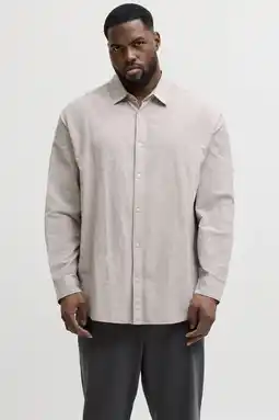 Wehkamp JACK & JONES PLUS SIZE regular casual overhemd met linnen Plus Size beige aanbieding