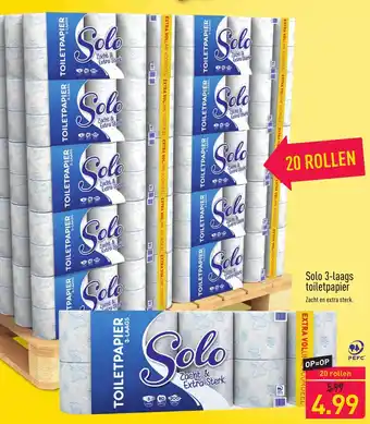 ALDI Solo 3-laags toiletpapier 20 rollen aanbieding