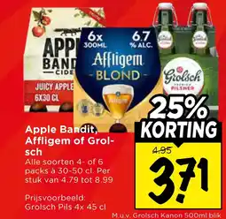 Vomar Voordeelmarkt MixdrankjesApple Bandit, Affligem of Grol- sch aanbieding