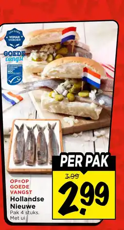 Vomar Voordeelmarkt Hollandse Nieuwe Pak 4 stuks. Met ui aanbieding