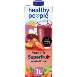 Jumbo Healthy People Vezelrijk Superfruit Aardbei Pruim 1 L aanbieding
