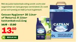 Welkoop Catsan Hygiene+ 20 liter of Natural 8 liter kattenbakvulling aanbieding