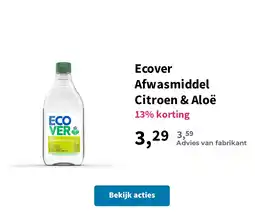 Plein.nl Ecover Afwasmiddel Citroen & Aloë aanbieding