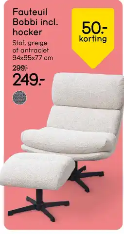 Leen Bakker Bekijk Fauteuil Bobbi incl. hocker aanbieding