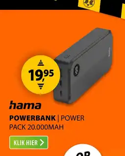 Expert Hama Power Pack 20.000mAh 3 Uitgangen: 2X USB-C 1X USB-A Zwart aanbieding