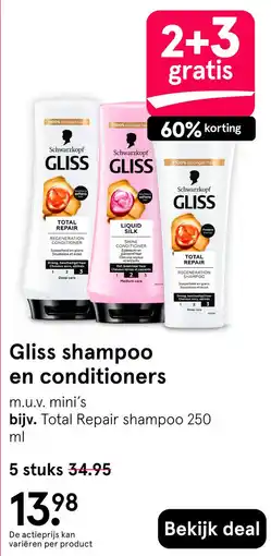Etos Gliss Shampoo en Conditioners aanbieding