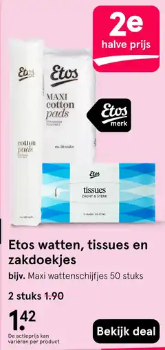 Etos Etos watten, tissues en zakdoekjes aanbieding