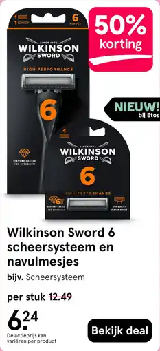 Etos Wilkinson Sword 6 scheersysteem en navulmesjes aanbieding