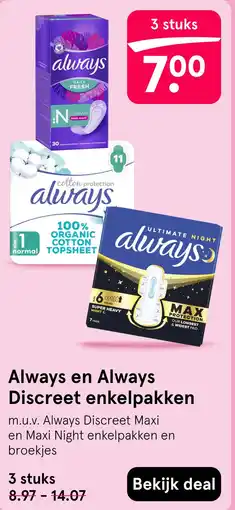 Etos Always en Always Discreet enkelpakken aanbieding