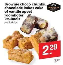 Coop Brownie choco chunks, chocolade kokos cake of vanille appel roomboter kruimels aanbieding