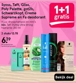 Etos Syoss, taft, gliss, poly palette, got2b, schwarzkopf, creme supreme en fa deodorant aanbieding