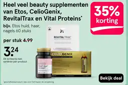 Etos Heel veel beauty supplementen van Etos, CelioGenix, RevitalTrax en Vital Proteins aanbieding