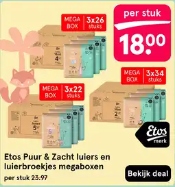Etos Etos Puur & Zacht luiers en luierbroekjes megaboxen aanbieding