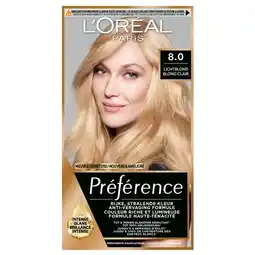 Trekpleister L'Oréal Paris Préférence 8 Lichtblond Permanente Haarkleuring aanbieding