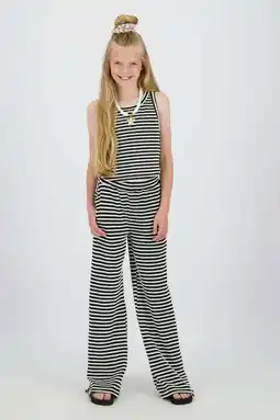 Wehkamp Raizzed straight regularwaist gestreepte casual broek zwart met textuur aanbieding
